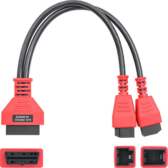 JFIND OBD2 Verlängerungsadapter für Chrysler und FCA, 12pin 8pin auf 16pin Stecker und Buchse, Farbe: Rot - Bild 1