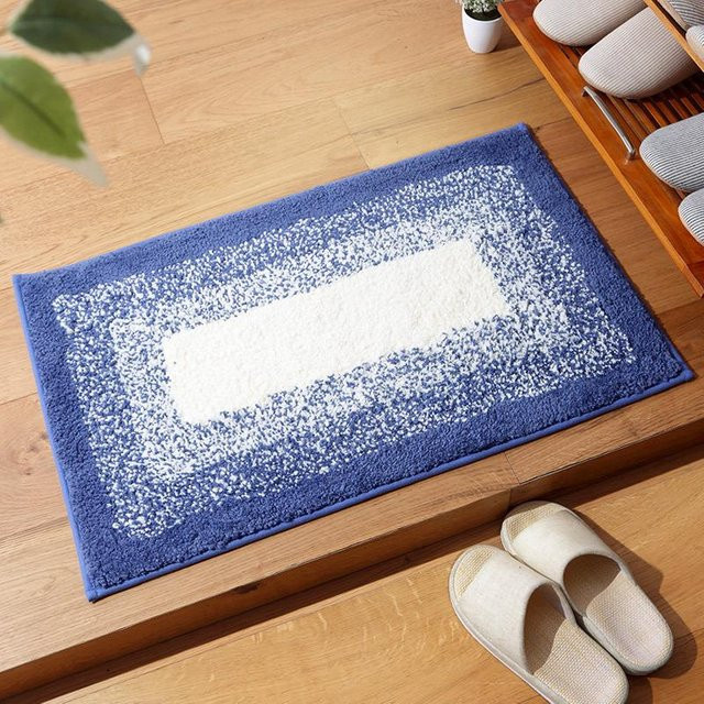 Rutschfeste Chenille-Fußmatte von Yiran Furniture in Weiß und Blau, B/T: 80 x 50 cm - Bild 1