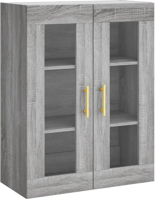 vidaXL Glas-Vitrinen Schrank Grau Sonoma, B/T/H: 69,5 x 34 x 90 cm - Bild 1