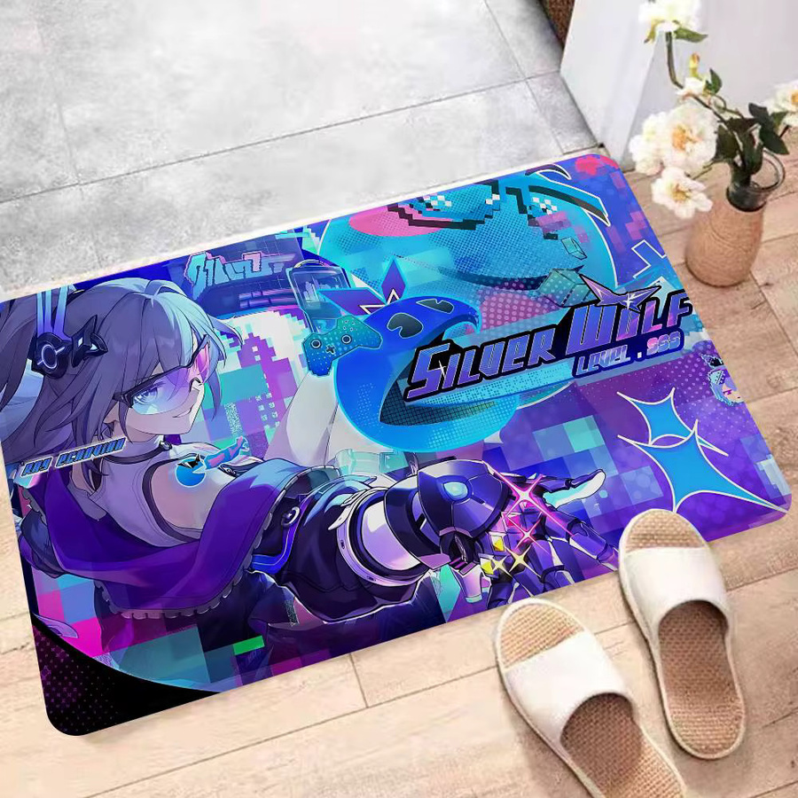 Silver Wolf Lv999 Honkai Star Rail Bodenmatte Retro Design Rutschfester Teppich für Wohnzimmer und Küche in Multicolour - Bild 5