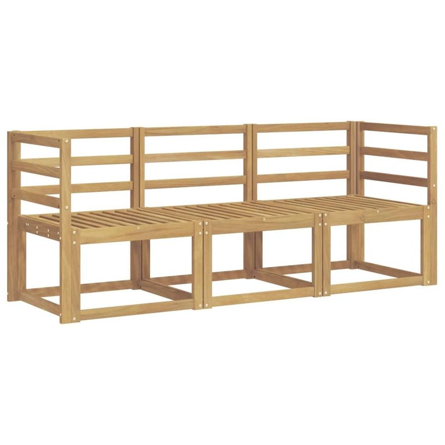 vidaXL Outdoor-Sofagarnitur 3-teilig aus Akazienholz in Weiß, B/T/H: 185,5 x 63 x 73 cm - Bild 2