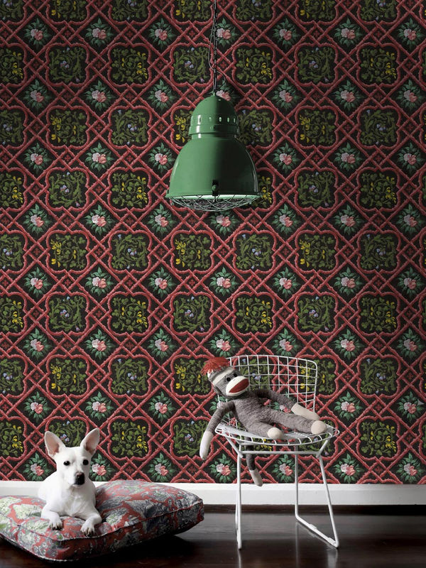 MINDTHEGAP Tapete Latticework WP20105 mit floralem Vintage-Design in Grün, Rot und Multicolour - Bild 2