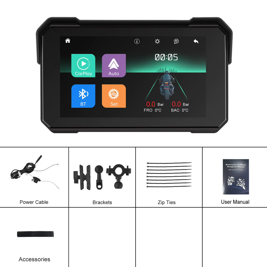 Camecho Wireless Carplay und Android Auto Smart Player mit 5-Zoll-Bildschirm, IP68 wasserdicht, Schwarz - Bild 4