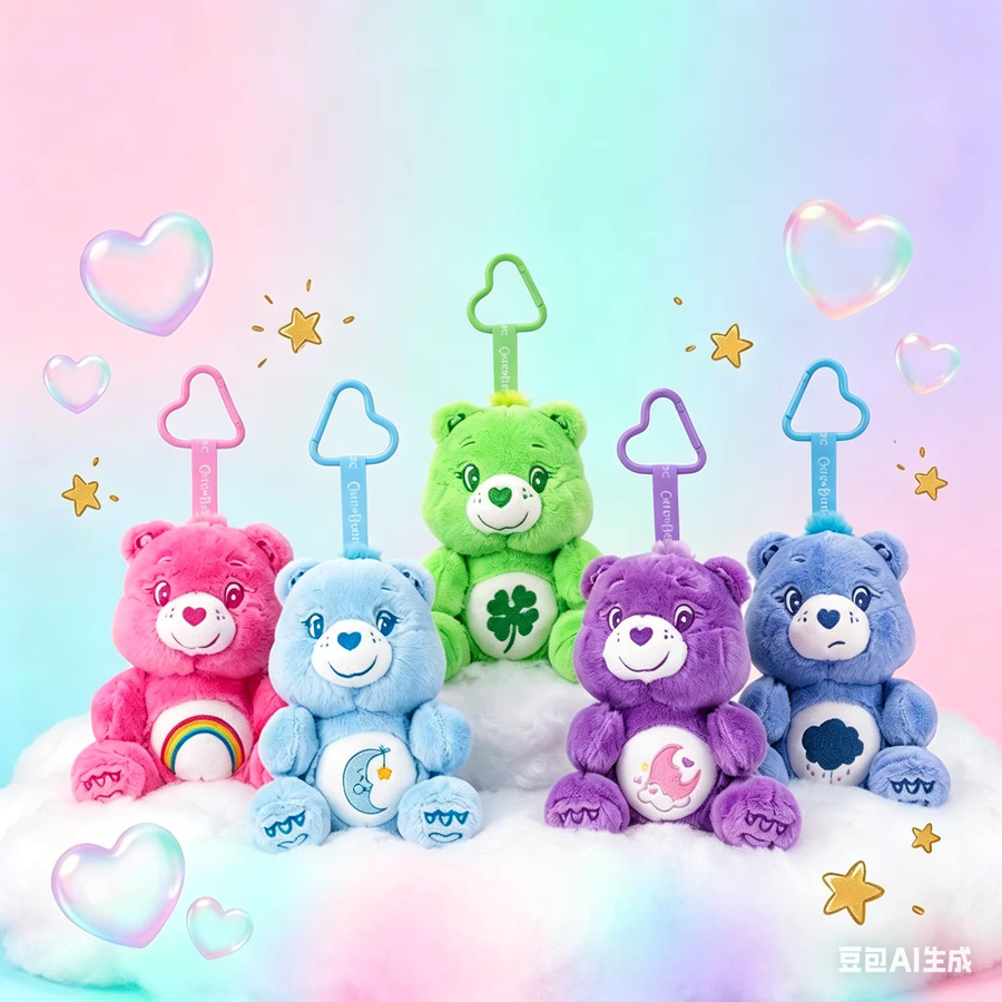 Care Bears Macaron-Serie, Sitzende Plüsch-Schlüsselanhänger, Stofftier - Bild 2