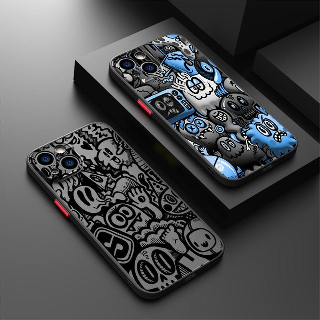 Funda Rückseitige Handyhülle Graffiti Schwarz für iPhone Modelle - Bild 1