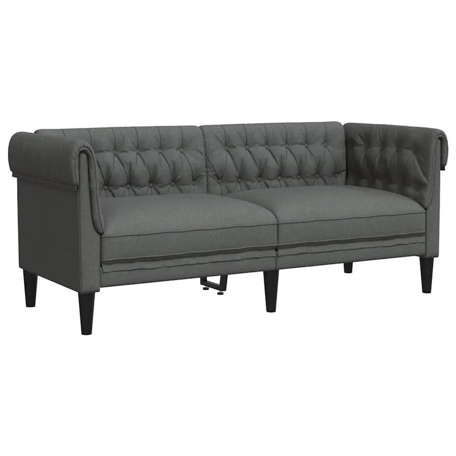 vidaXL Chesterfield-Sofa 2-Sitzer Dunkelgrau mit Stoffbezug und Massivholzrahmen B: 182,5 cm, H: 74,5 cm, T: 74,5 cm - Bild 2