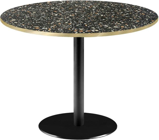 RestooTab Tisch Rome XL rund in Schwarz Terrazzo und Messing, Höhe: 75 cm, Durchmesser: 120 cm - Bild 1