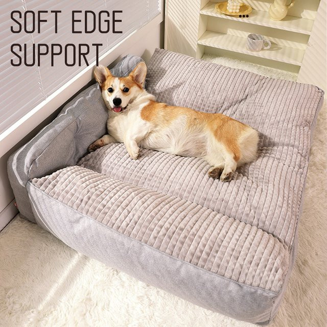 Hoopet Hundesofa Winter Warmes Haustierbett für Hunde und Katzen in Braun oder Grau mit geometrischem Muster, B/T/H: 52 x 38 x 21 cm - Bild 1
