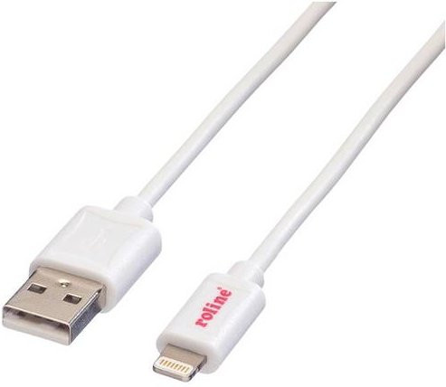 Roline USB 2.0 Kabel mit USB-A und Apple Lightning Stecker in Weiß, 1,80 m - Bild 1