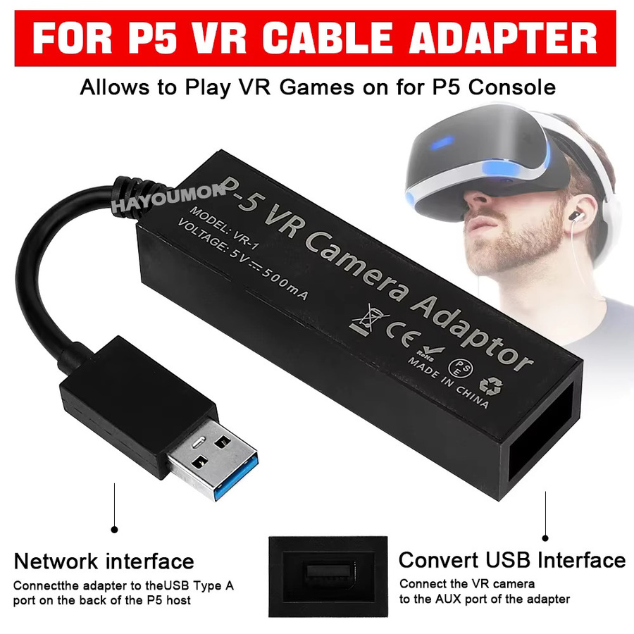 HeroAngel PS VR Mini-Kamera-Adapter für PS5 und PS4, Konverter-Kabel in Schwarz - Bild 2
