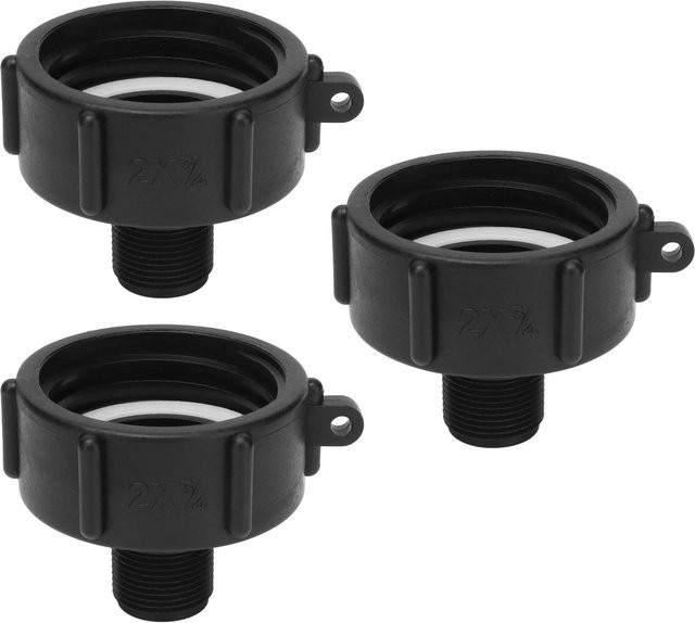 3er Set IBC Tankanschluss G34 Gewinde aus schwarzem ABS Kunststoff als Ablaufadapter Ersatzventilanschluss S60x6 von TOMTOP JMS - Bild 1