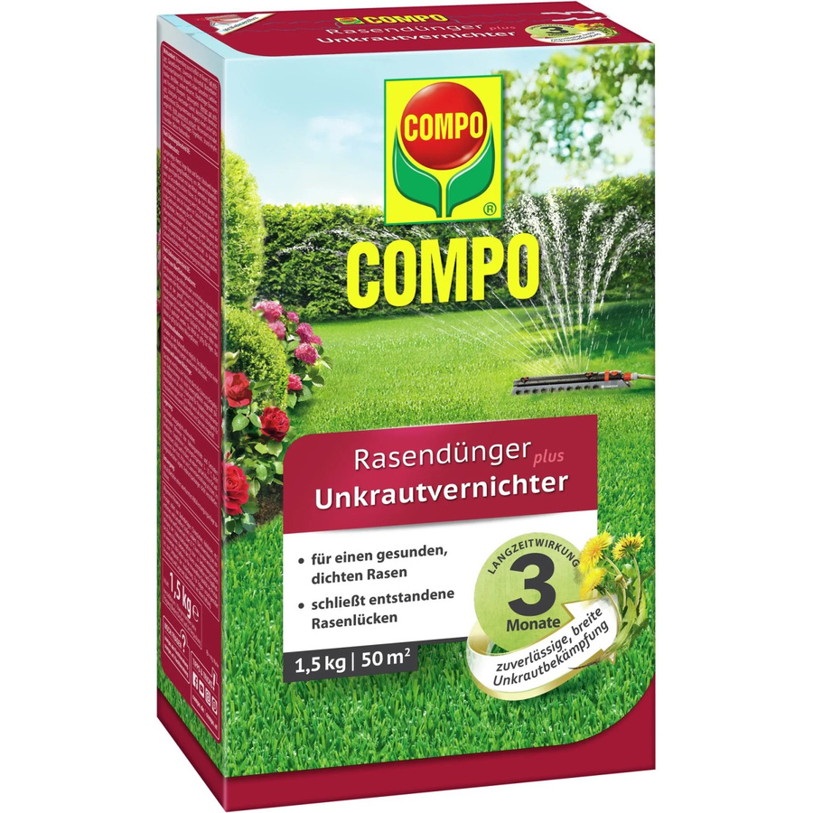 Compo Rasendünger plus Unkrautvernichter Granulat mit Slow-Release-Effekt, 1,5 kg für 50 m² - Bild 2