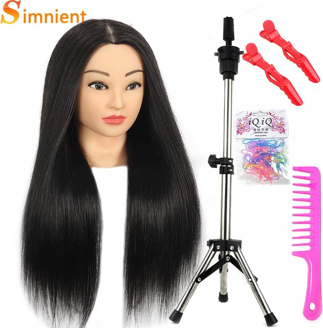 Simnient Übungskopf mit 85 % echtem Menschenhaar, 26 Zoll, für Haarstyling - Bild 1