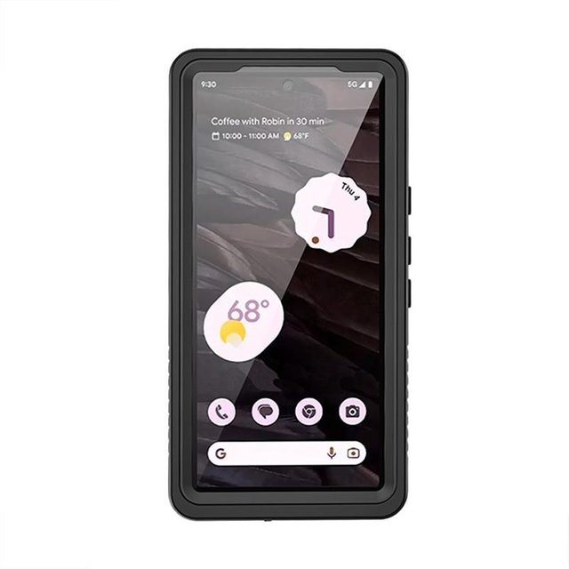 Wasserdichte IP68 Handyhülle aus Metall-Aluminium für Google Pixel 7A in Schwarz oder Transparent für Outdoor-Sport, Schwimmen und Tauchen - Bild 1
