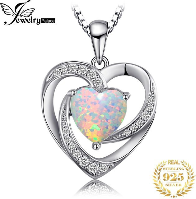Jewelrypalace Halskette mit Herz-Anhänger, 925 Silber, Opal, Zirkonia, Damen - Bild 1
