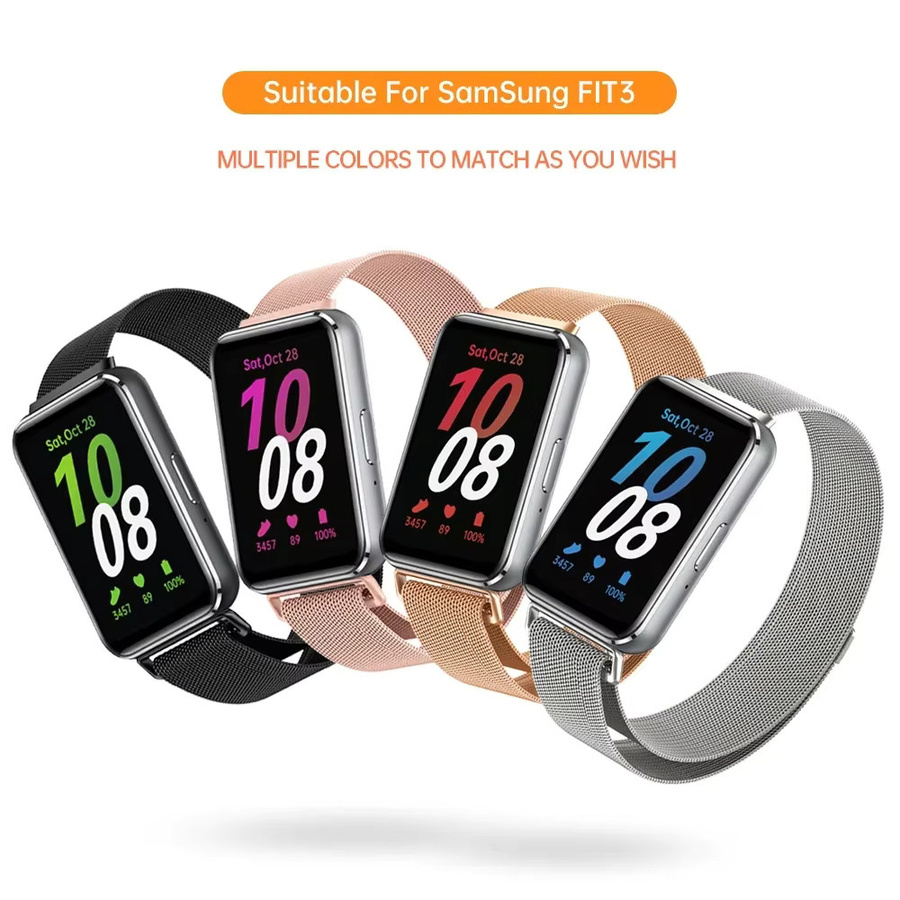 Samsung Uhrenarmband Edelstahl, Milanese Loop, Silber, Samsung Galaxy Fit 3 - Bild 2