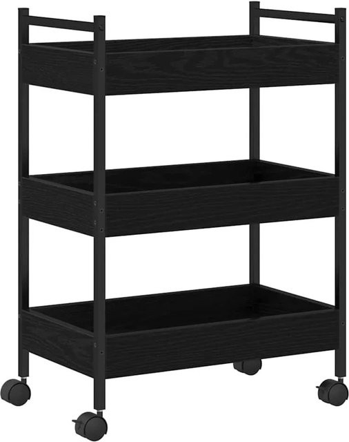 vidaXL Küchentrolley in Schwarz und Eichen-Optik mit Rollen, B/T/H: 50 x 30 x 70 cm - Bild 1