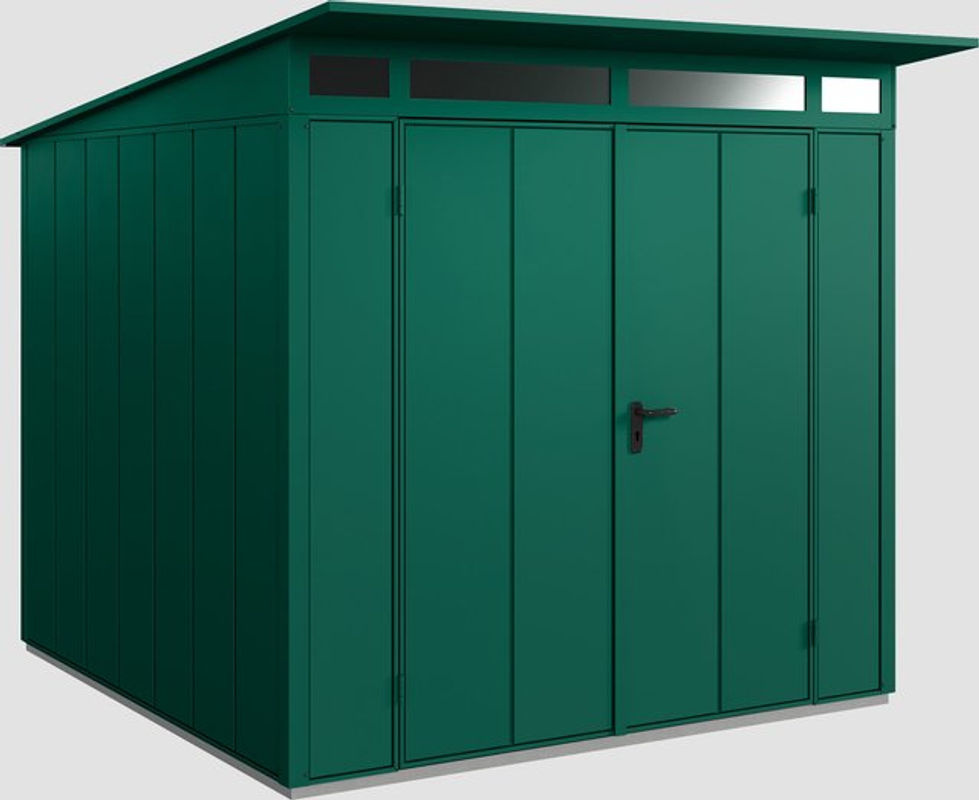 Ecostar Gerätehaus Elegant-P aus Metall in Grün mit Pultdach und Doppeltür, B/H/T: 238 x 232,3 x 238 cm - Bild 3
