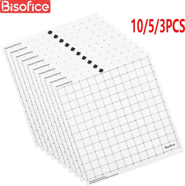 10er Set Silhouette Cameo Ersatz Schneidematten transparent mit Messgitter B/B/H: 30,48 x 30,48 cm - Bild 1
