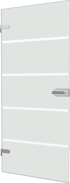 Inova Glastür Komplettset mit Conus Beschlag, Blockstreifen, Silber und Transparent, B/H: 83,4 x 197,2 cm - Bild 1