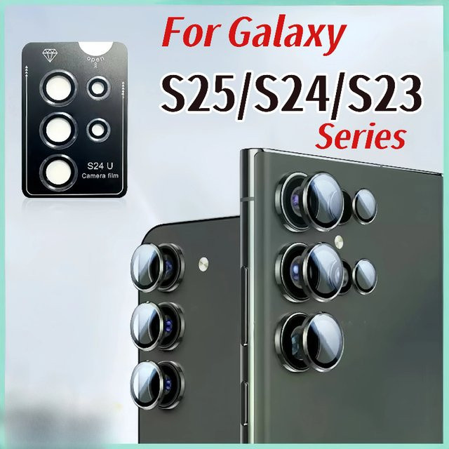 Ziai Kameralinsen-Schutzfolie aus gehärtetem Glas mit 5-Metall-Rahmen für Samsung Galaxy S25 S24 S23 Ultra Plus S24 Ultra, transparent, kratzfest und HD klar - Bild 1