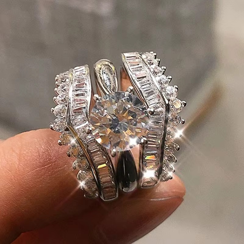 Huitan Ringe Set, Silber, Zirkonia, Damen - Bild 2