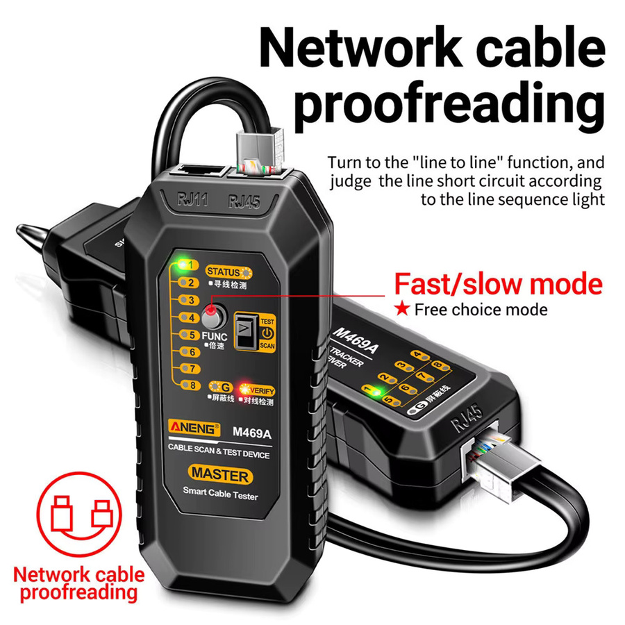 Aideepen Multifunktionaler Leitungsfinder RJ11/RJ45 Kabel-Tracer und Ethernet-Netzwerkkabel-Tester in Schwarz - Bild 3