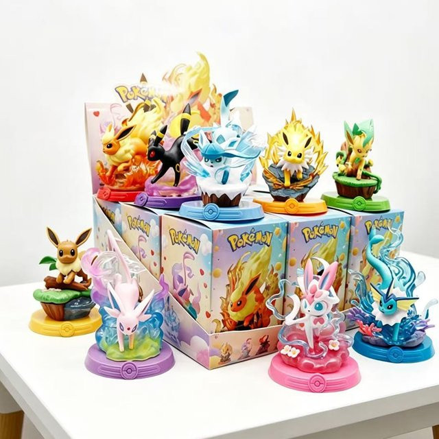 TOPTOY Pokémon Actionfiguren, Pikachu Abenteuer Eevee Blindbox, 8-teiliges Set - Bild 1