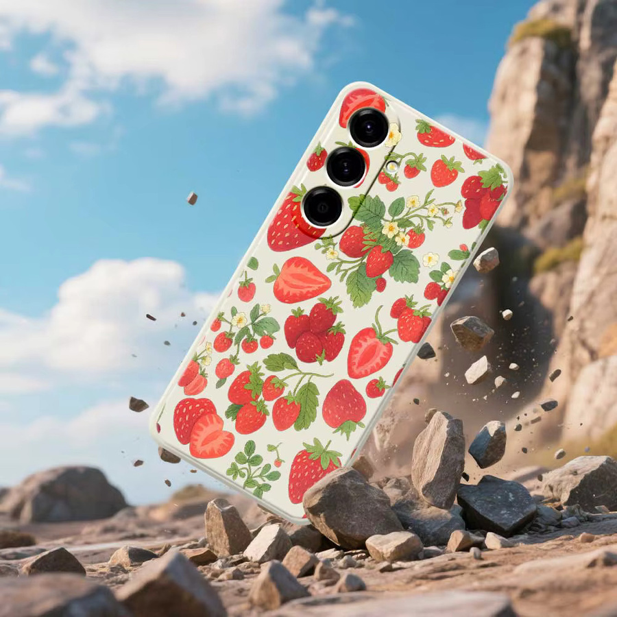 Samsung Galaxy Soft Cover mit Erdbeere-Design in Multicolour für verschiedene Modelle wie A56 A55 A54 A53 A52 A51 A35 A34 A32 A31 A25 A24 A23 A22 5G 4G - Bild 2
