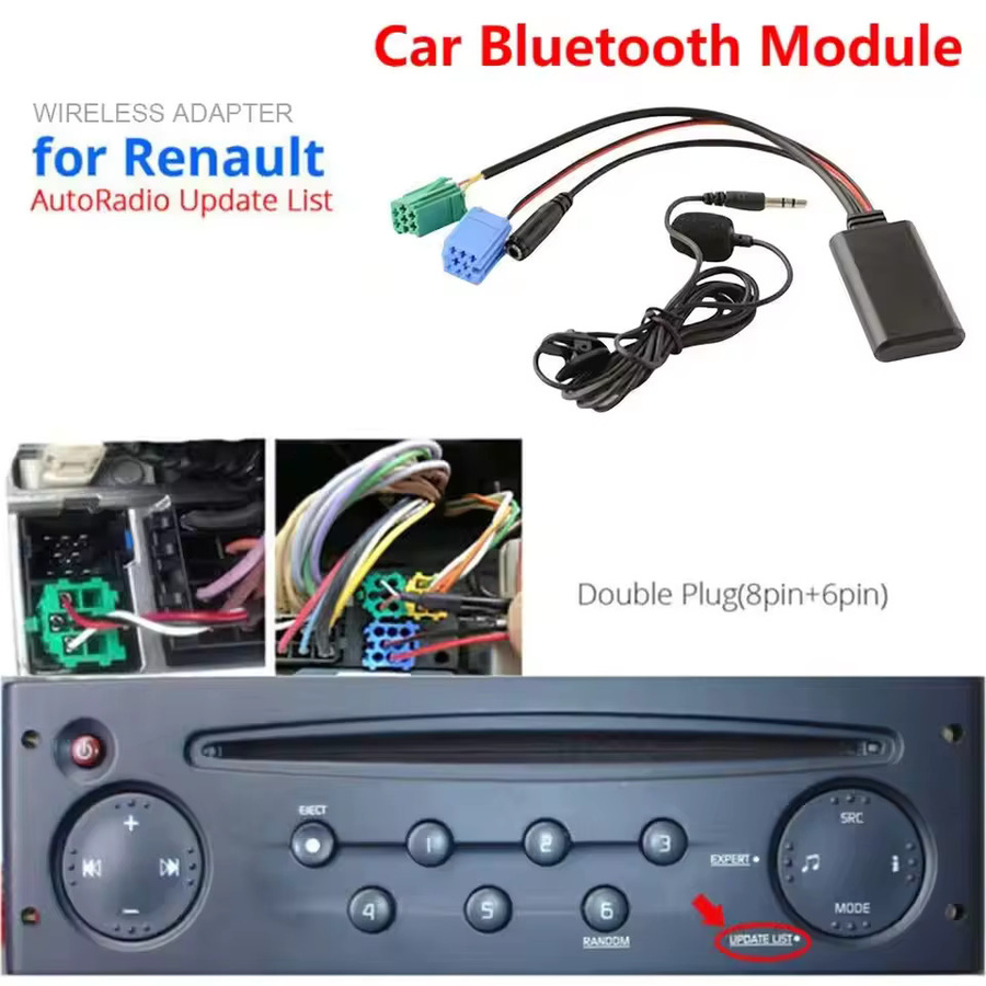 Shunmaii Bluetooth-Modul mit AUX-Kabeladapter und Freisprecheinrichtung für Renault Update List Radio, Schwarz - Bild 2