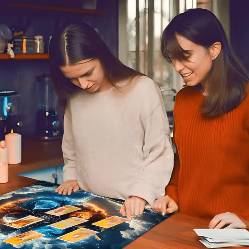 VIKAMA Altartuch Himmel Erde Feuer Wasserdampf Zeremonie Tarotkarten Lesematte für Hexerei und Meditation, Multicolour - Bild 2