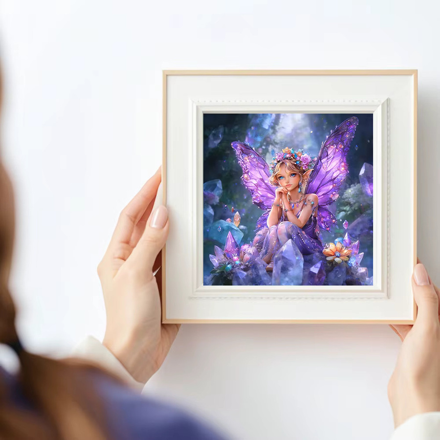 Huacan Diamantgemälde Schmetterling und Fee als dekoratives Mosaik-Porträt mit Rundbohrern in Mehrfarbig - Bild 3