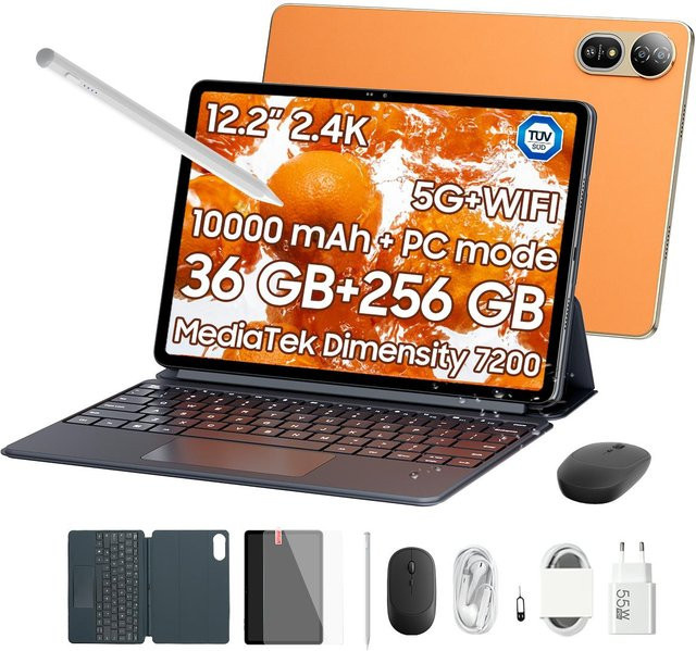 Blackview MEGA 12 5G Tablet mit 12,2 Zoll Display, 12GB RAM, 256GB ROM, Android, Gold inklusive Tastatur (QWERTY) - Bild 1