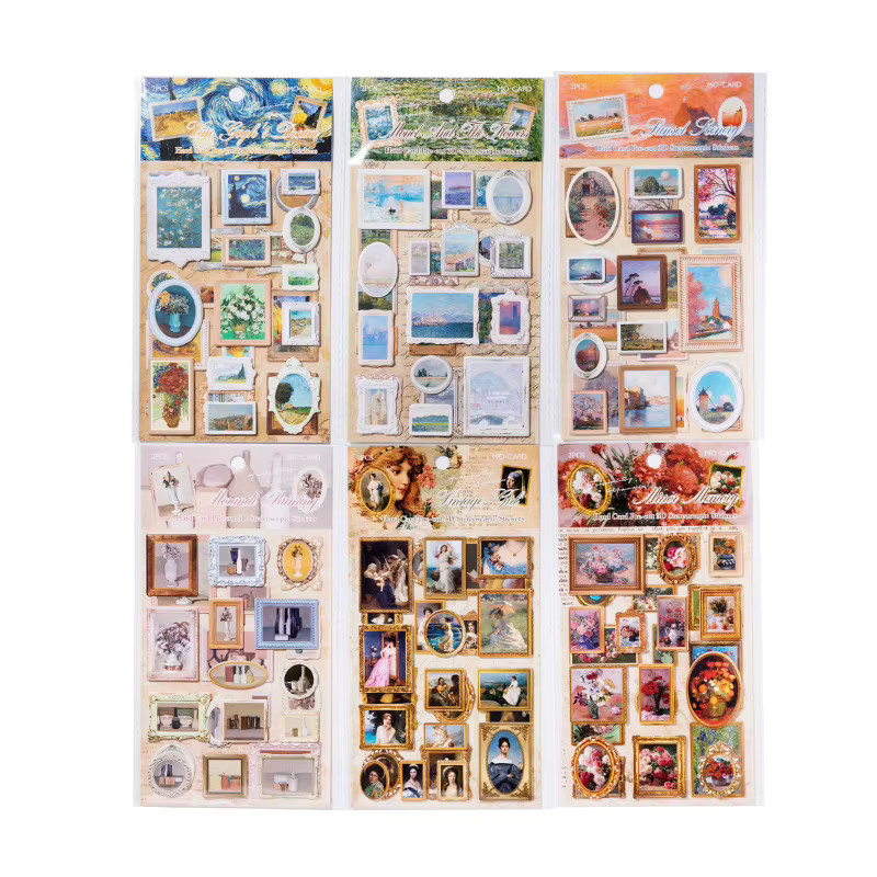 2 Stück Flache Aufkleber mit berühmten Ölgemälde-Motiven in Multicolour für Scrapbooking und DIY-Projekte - Bild 5