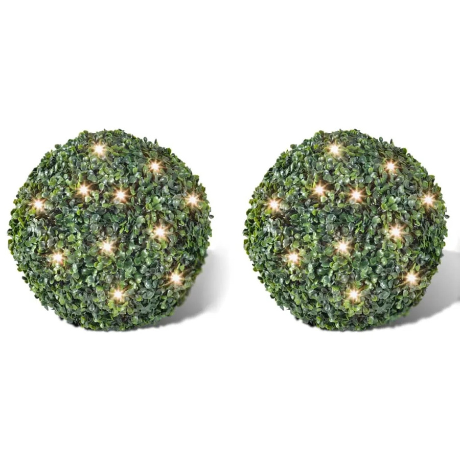 vidaXL Buchsbaumkugel grün mit 2 Solar-LED-Leuchten warmweiß Durchmesser: 27 cm - Bild 2
