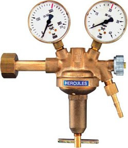 Riegler Flaschendruckregler für Argon und Helium mit 200 bar und Arbeitsdruck 0-10 bar in Gold - Bild 1