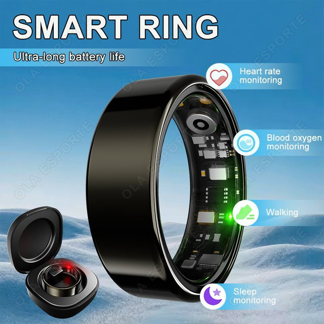 Ola Esporte R09 Smart Ring in Gold aus Titanstahl mit Gesundheitsüberwachung und IP68 wasserdicht für Unisex - Bild 1
