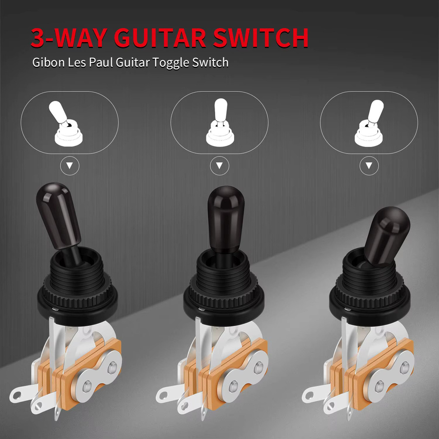 DAIERBUM 3-Wege-Gitarren-Kippschalter für Gibson und Epiphone Les Paul E-Gitarren, Farbe: Schwarz - Bild 2