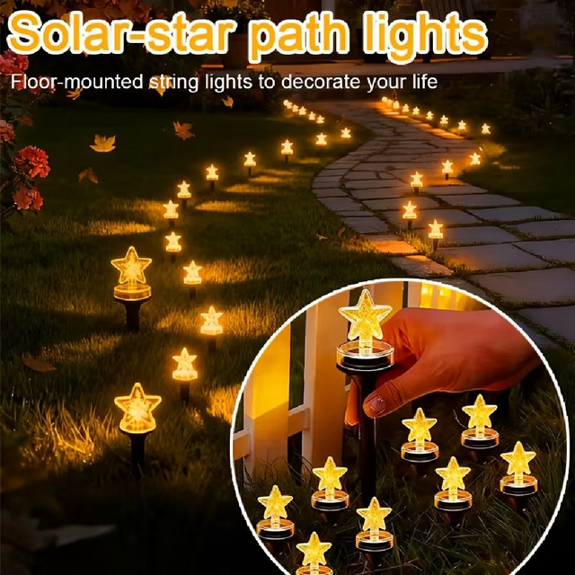 WELPUR Solare Gartenbeleuchtung mit 30 LEDs in Sternform für Außenbereich, Gartenwege und Dekoration - Bild 1