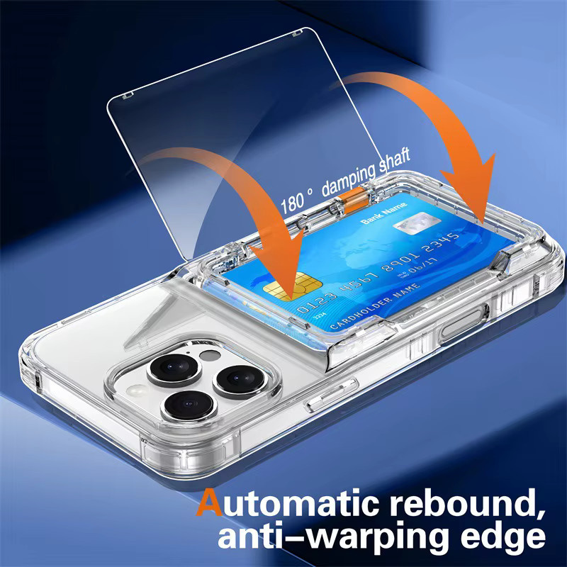 NMEGOU Transparente Stoßfeste Handyhülle mit 4 Kreditkartenhalter für iPhone 16 15 14 13 12 11 Pro Max und weitere Modelle - Bild 4