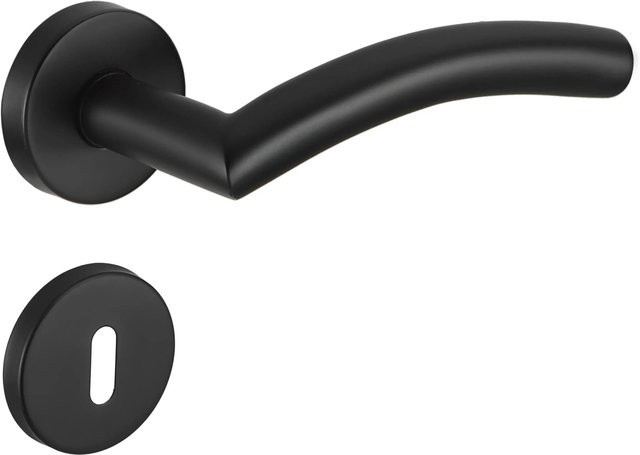 MeinTürgriff Drückergarnitur Neapel Rosettengarnitur aus Edelstahl in Schwarz Matt, B/H: 160 x 160 mm - Bild 1