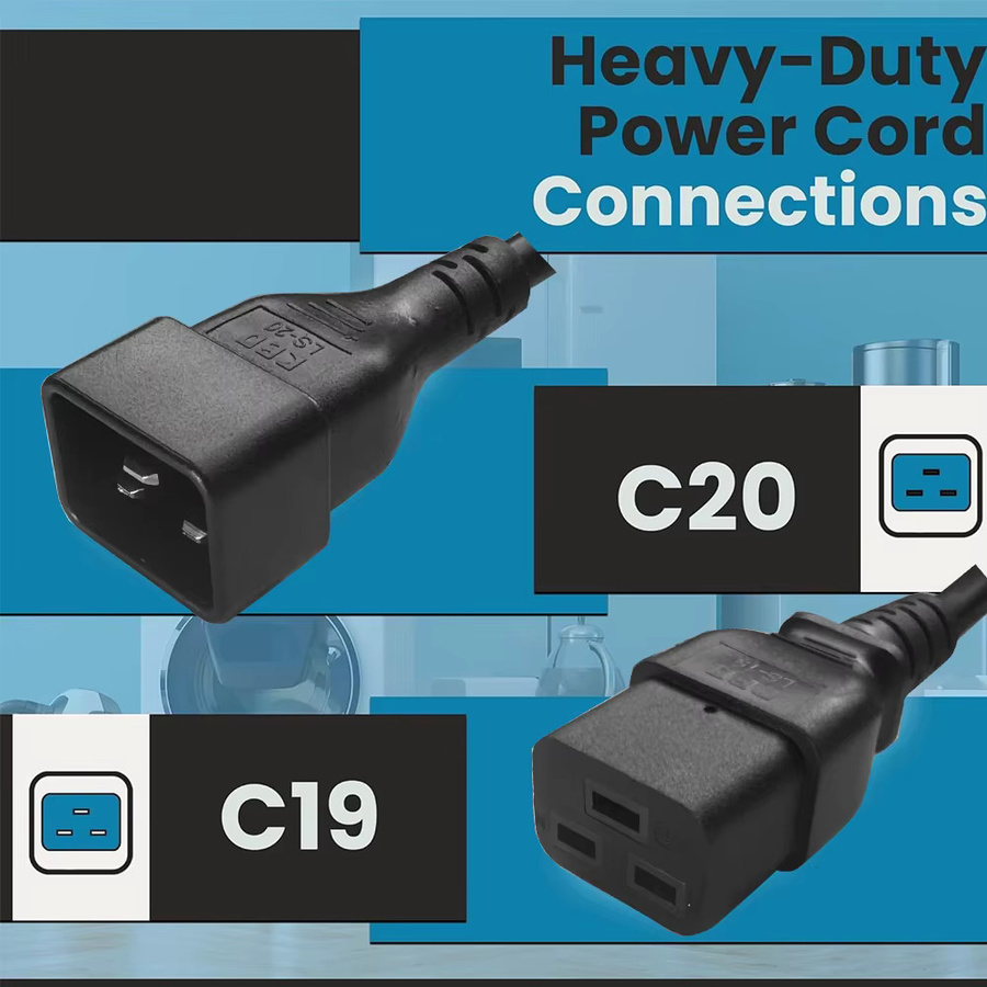 HDmatters IEC C19 zu C20 Stromkabel Hochleistungs-Verlängerungskabel in Schwarz - Bild 4