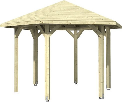 Skan Holz Pavillon Nancy 2 aus Fichten-Leimholz in Beige mit Zeltdach, B/H/T: 420 x 304 x 364 cm - Bild 3