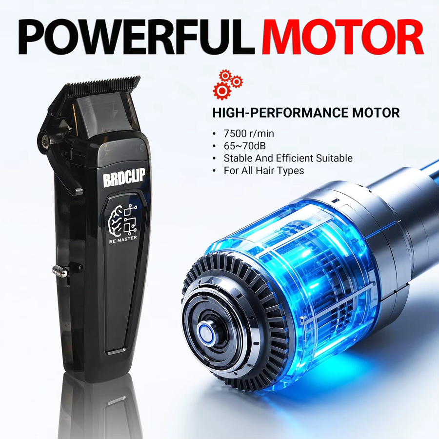 BRDCLIP BRD-106 BL1T 363 Hochmotor-Haarschneider in Schwarz mit DLC-Klinge und Ladestation - Bild 2