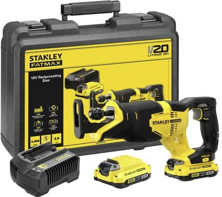 Stanley V20 Akku-Säbelsäge SFMCS300D2K-QW in Schwarz-Gelb mit 2 Akkus und Ladegerät 18V - Bild 1
