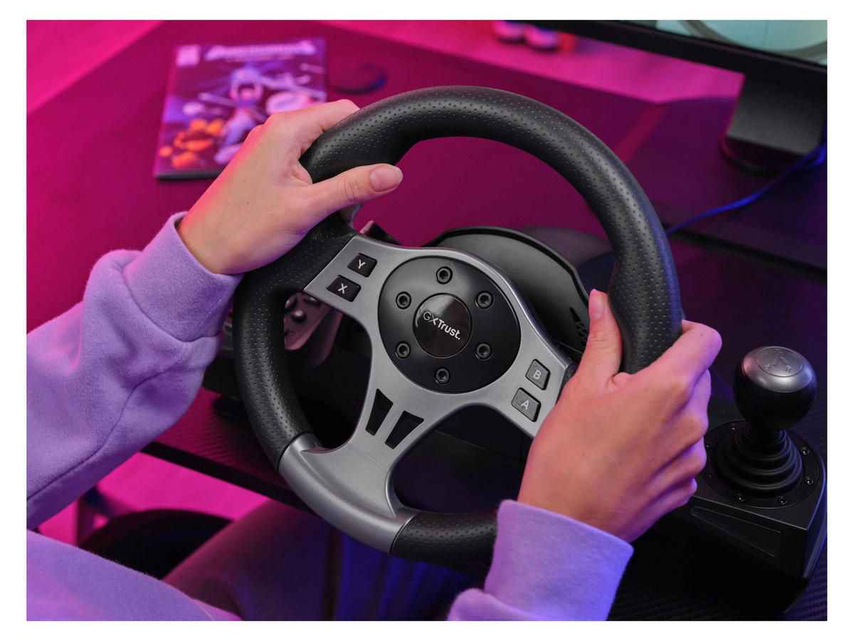 Trust Movi-Rennlenker GXT289 Gaming-Lenkrad für PC, PlayStation, Xbox und Nintendo Switch in Schwarz - Bild 2