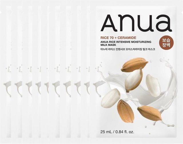 Anua Reis Intensive Feuchtigkeitsspendende Milchmaske, 25 ml x 10 Stück, Trockene Haut - Bild 1