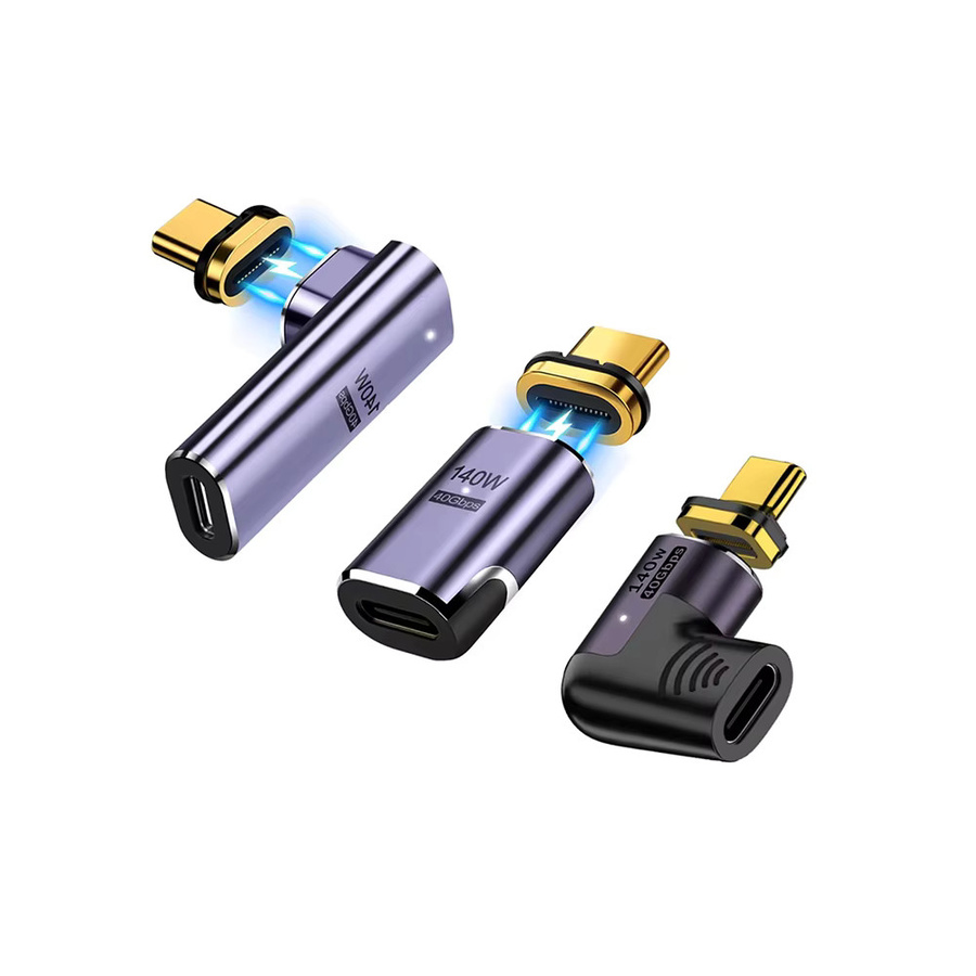 NNBILI Magnetischer USB-C-auf-Typ-C-Adapter PD 140W USB4.0, 40 Gbit/s, 8K@60Hz, Farbe: Silber - Bild 7