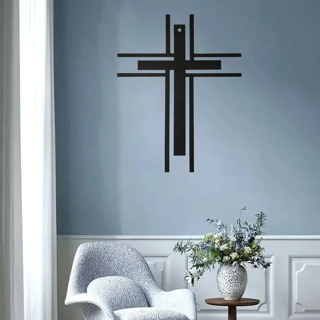 HELLOYOUNG Metall Wandkreuz Aufkleber in modernem Design für deine Wohnzimmer Dekoration - Bild 1