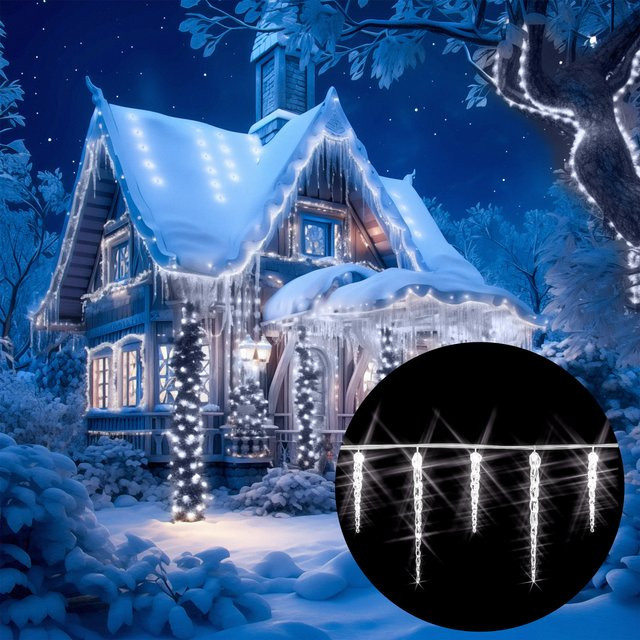 monzana LED Eiszapfen Lichterkette für Weihnachten in Kaltweiß, 10,4 m Länge, IP44 wetterfest für Innen und Außen - Bild 1